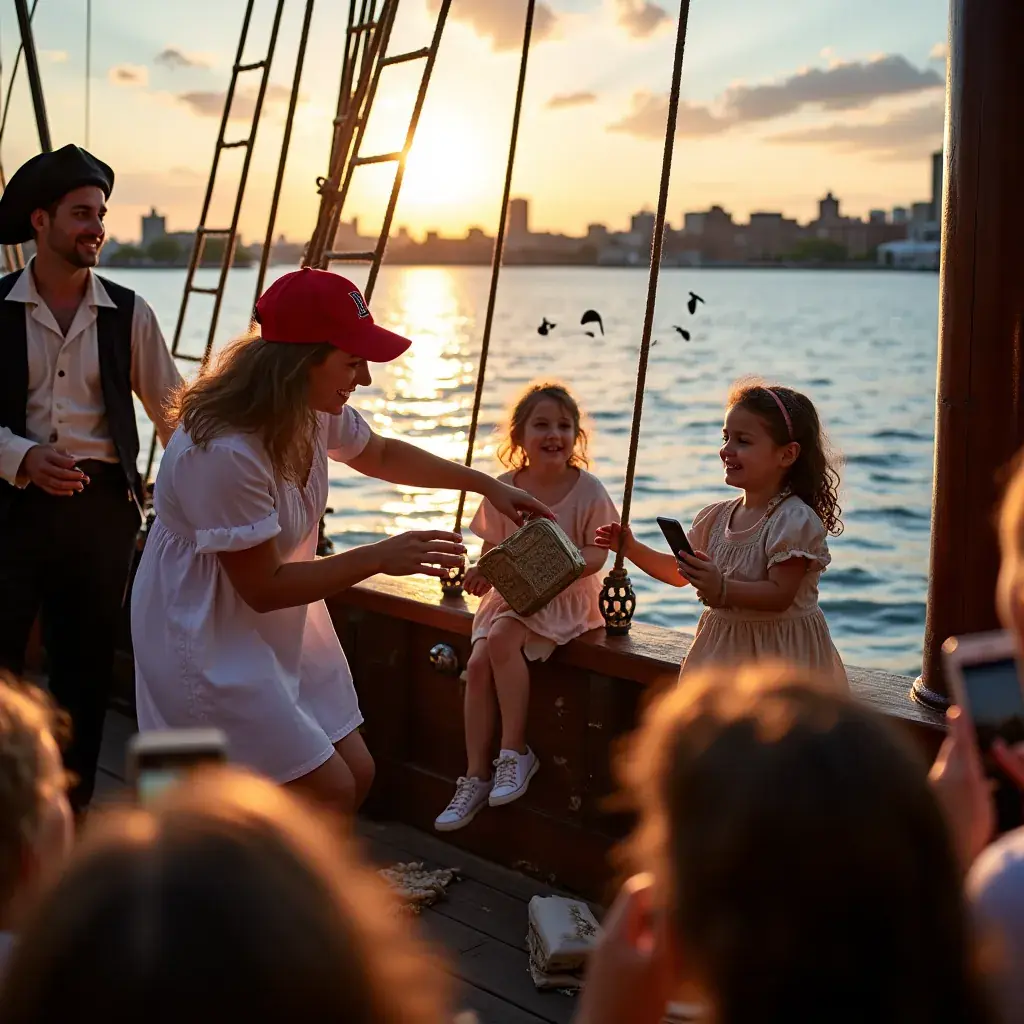 Улица, усыпанная листьями, с историческими вывесками и магазинами.