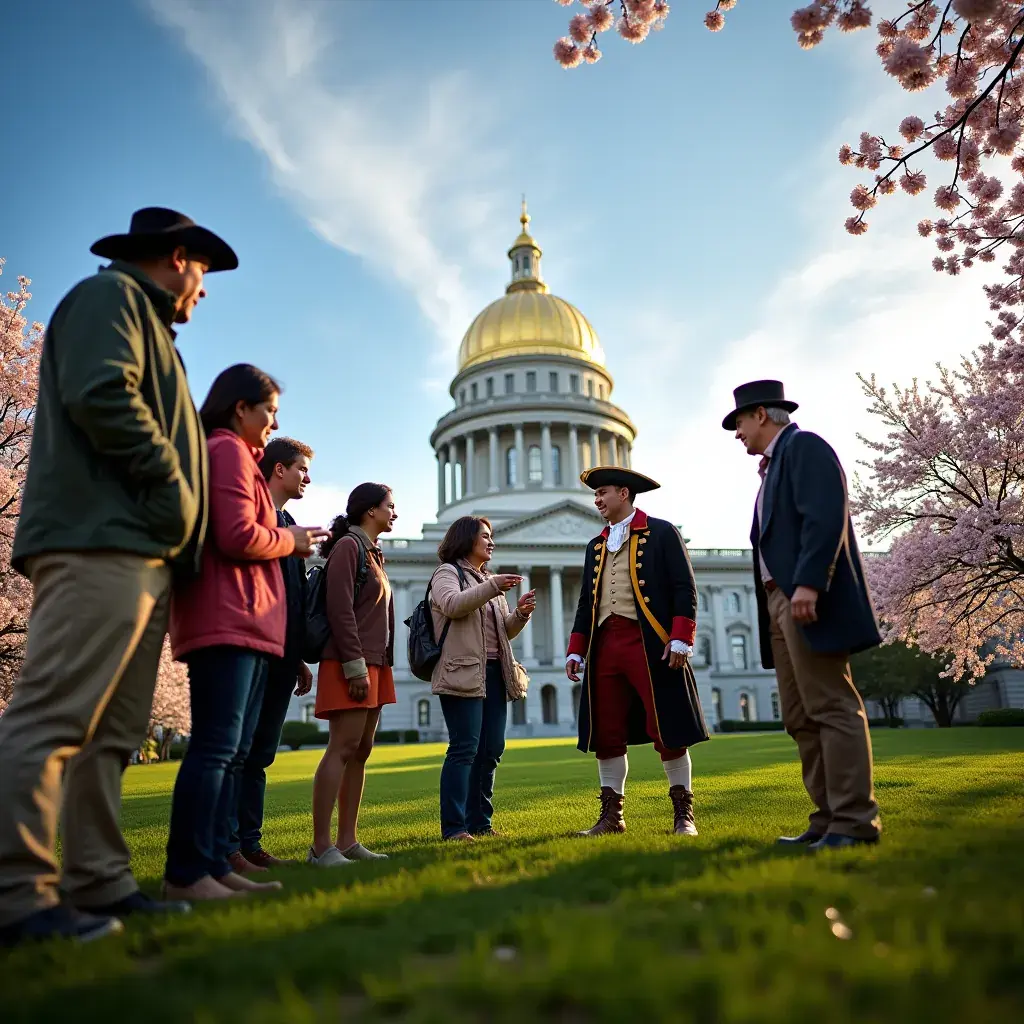 Историческая улица Свободы с туристами, исследующими памятники.